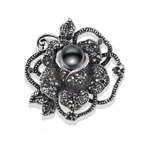 Brooch Pins For Women Fashion Elegant Brooches Lapel Badges Coat Sweater Scarves Shawl Dress Accessory Wedding Party Prom Jewelry - color: Black-Style 1