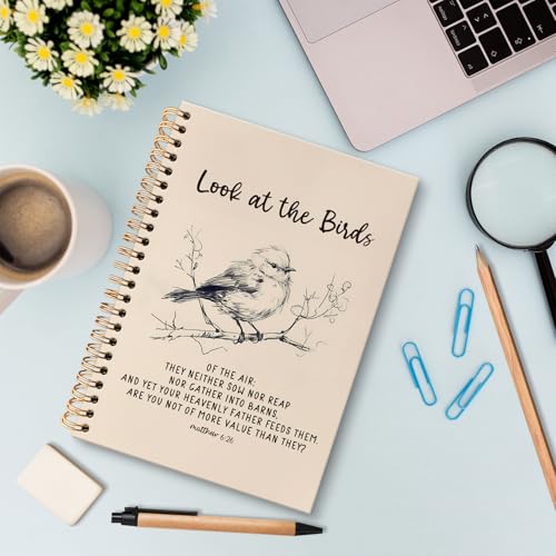 huester Vintage Christian Bird Notebook Journal, Bible Scripture Journal for Women, Religious Bible Notebooks for Note Taking, Christian Gifts for Women Hardcover Spiral Notebook, 5.5x8.3 Inch