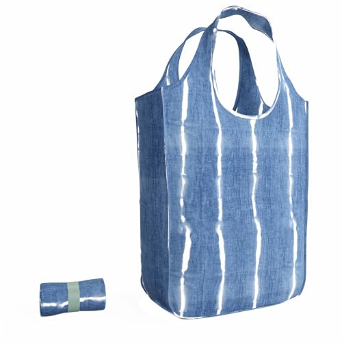 Pure Sage Reusable Grocery Bag - Stylish Shopping Bags for Groceries - Foldable Tote Bag - color: Indigo Mood