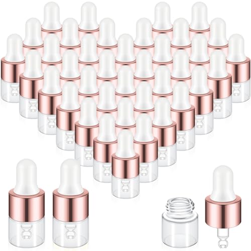 Didaey 100 Pcs Mini Glass Oil Dropper Bottle, 1 ml, Rose Gold - color: Rose Gold, size: 1 ml