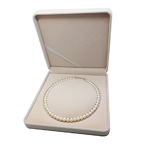 Jewelry Set Velvet Box Necklace Earring Ring Necklace Bracelet Gift Display Case Wedding Jewelry Storage Holder (Beige for Pearl Necklace) - color: Beige for Pearl Necklace