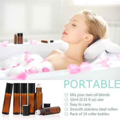 Mavogel 24 Pack 10ml Roller Bottles for Essential Oils