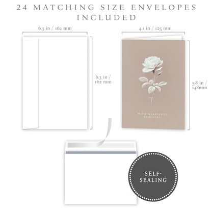 Hat Acrobat 24 Sympathy Cards with Envelopes - 8 Unique Chinoiserie Designs (3 of Each) - Assorted Condolence Bereavement Cards Bulk with Heartfelt Messages Inside - color: Chinoiserie