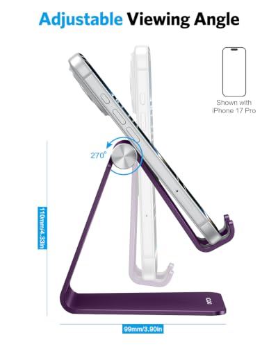 OMOTON C2 Adjustable Cell Phone Stand with Charging Cutout, Deep Purple - color: Deep Purple