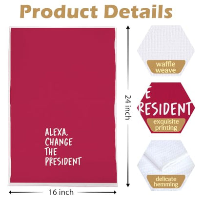 Funny Political Kitchen Towels - Change the President Waffle Weave Dish Towels, Funny Kitchen Bathroom Decor, House Warming Gifts, Changing Towel, 16×24 Inches- Red - color: Red