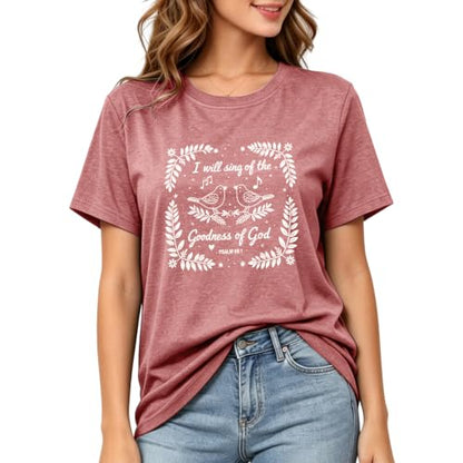 Christian Shirts for Women Religious Bible Verse Faith Tee - color: Pink, size: Small