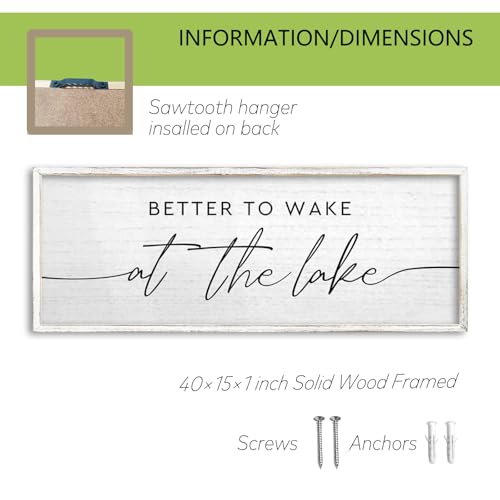 TQianJiang Lake House Decor Better To Wake At The Lake Sign 40"×15", White - color: Better To Wake At The Lake (White), size: 40"L x 15"W