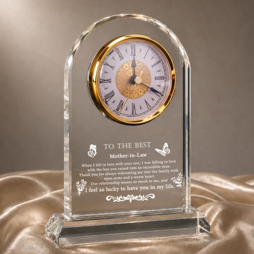 Mother in Law Gifts from Daughter Son, Mothers Day Glass Clock - color: Mother in Law Gifts