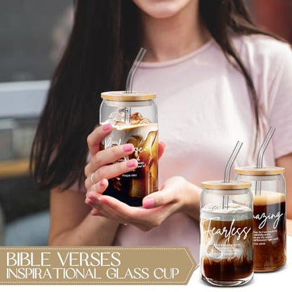 Funnymoom 12 Pcs Christian Gift Bulk 16 oz Bible Glass Cups, Classic - style: Classic