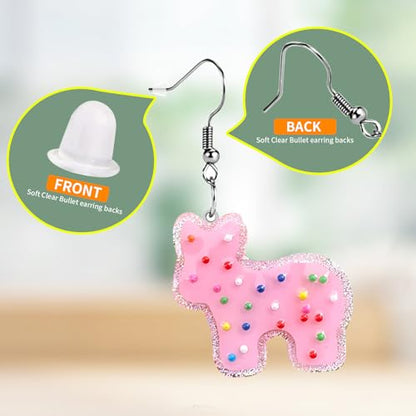 Christian Statement Earrings for Women, Acrylic Dangle Earrings, Lightweight Comfortable, Non Tarnish Hooks, Faith Jewelry, Religious Gift for Women - color: Pink Cute Cow
