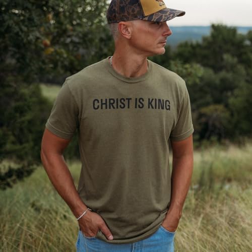 Yee Yee Apparel Christian Faith Graphic Tee Shirt – Men’s Christian Graphic Tees and Short Sleeve Shirts - color: Christ is King, size: Large
