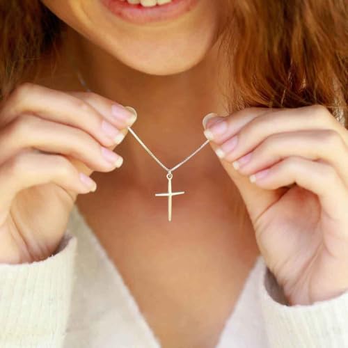 Sterling Silver Cross Pendant Necklace Faith Jewelry Gift For Him and Her - color: Love Cross