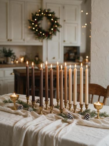 Candlesticks Brown Taper Candles 10.5 inch Dripless Tapered Candles Ideal as Dinner Candles Smokeless and Unscented Long Burning,Set of 12 - color: Ribbed10.5''-Gradient Brown