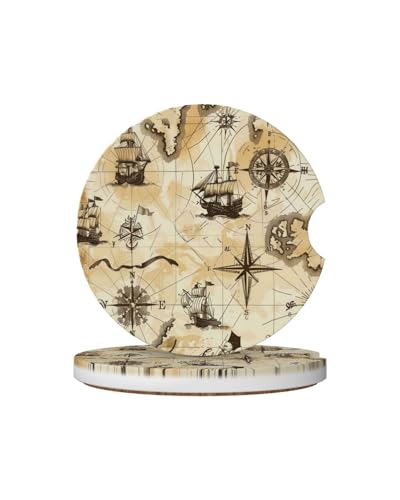 Ceramic Car Cup Coasters 2PCS - Sailing - color: Sailing