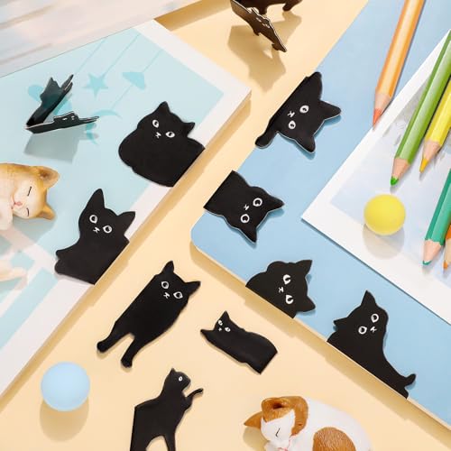 Teling 30 Pieces Black Cat Magnetic Bookmarks Assorted Cute Cat Bookmark Magnetic Book Page Clips Kawaii Animal Page Markers for Book Lovers Gifts Office Home Supplies, 15 Styles - style: Black Cat