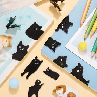Teling 30 Pieces Black Cat Magnetic Bookmarks Assorted Cute Cat Bookmark Magnetic Book Page Clips Kawaii Animal Page Markers for Book Lovers Gifts Office Home Supplies, 15 Styles - style: Black Cat