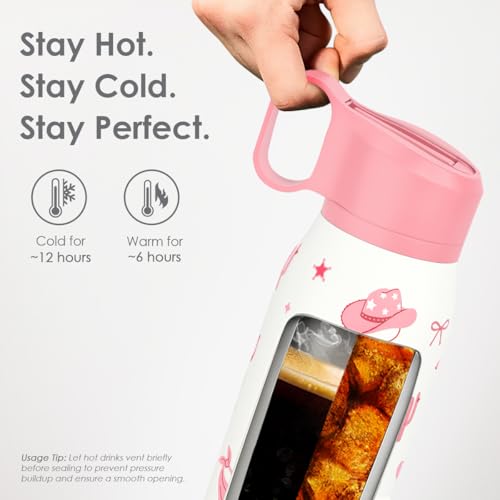 Cowgirl Water Bottle with Twist Lid Insulated Stainless Steel 20oz, Travel Water Bottles for Sports & Gym, Gift for Women Girfriend Birthday Christmas - color: Cowgirl