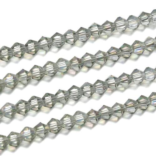 250pcs Czech 6mm (0.24 Inch) Faceted Bicone Crystal Glass Beads Spacer Bulk Light Green Shimmer - color: Light Green Shimmer, size: 6mm - 250pcs