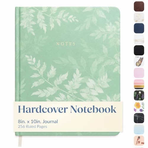 WORLD TRAVELER Large Lined Journal Notebook 256 Ruled White & Ivory Pages - color: Green Fern
