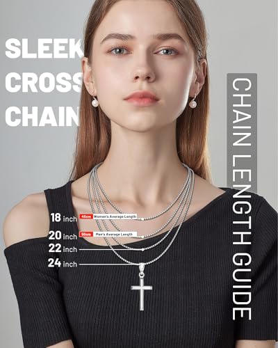 Exquisite Cross Necklace for Men and Women, Silver/Gold/Black Cross Chain with Top-grade 316L Stainless Steel Cross Pendant, 18-24 Inch Box/Byzantine Chains - color: Luxury Gold, size: 0 Inch=No Chains, style: Only Medium Pendant
