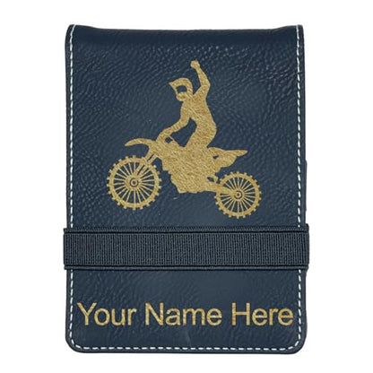 LaserGram Mini Padfolio with Notepad and Pen, Motocross, Personalized Engraving Included (Black with Gold) - color: Black With Gold
