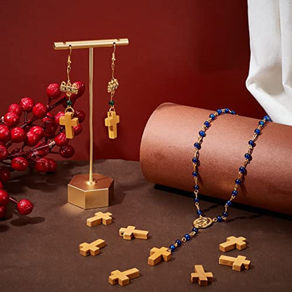 SUNNYCLUE 200Pcs Wood Cross Charm Pendants Natural Wooden Small Cross Charms Pendants with Hole for Party Favors Easter Holiday Necklace Jewelry Making DIY Craft Handmade Accessories 0.87 Inch, Camel - color: 200Pcs Camel 22x15mm