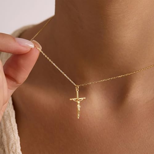 Cross Necklace for Women, Dainty 14K Gold Plated Cross Pendant Simple Long Necklaces for Women, Christian Faith Necklace Trendy Gold Jewelry Gifts for Easter - color: cross necklace