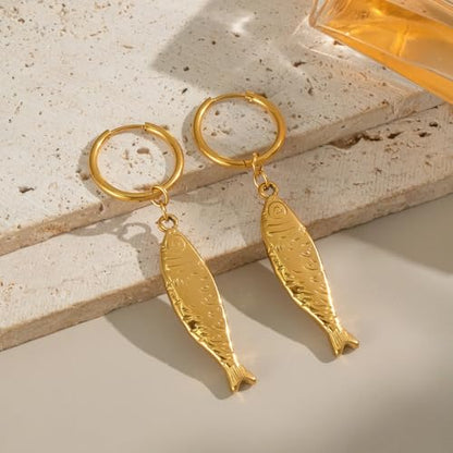 Fish Earrings for Women - color: Gold