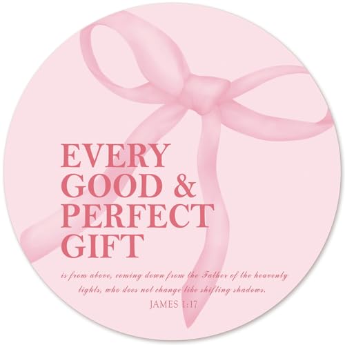 Pink Bow Christian Round Mouse Pad, Bible Verse Mousepad - color: Pink Bow