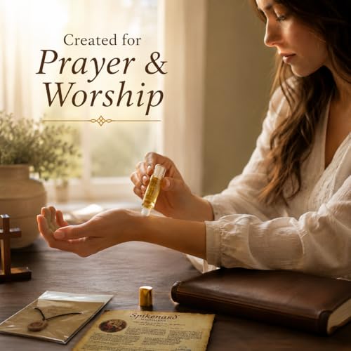 Spikenard Magdalena Anointing Oil Roll On 10ml with Olive Wood Menorah
