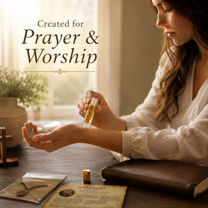 Spikenard Magdalena Anointing Oil Roll On 10ml with Olive Wood Menorah