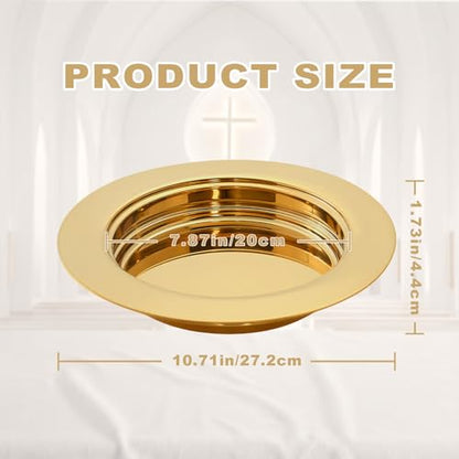 1Pcs Stainless Steel Communion Bread Plate for Church Gold,No Lid - color: Gold