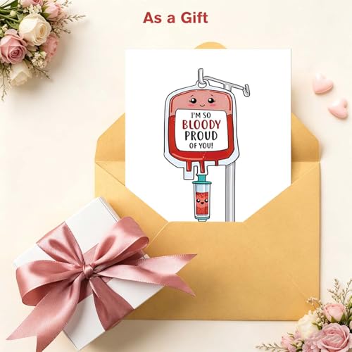 Medical Card Gift for Nurse Doctor Pharmacy, Nurse Graduation Cards, Funny Medical School Graduation Cards Gift, I'm So Bloody Proud Of You - color: WZ-02
