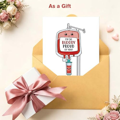 Medical Card Gift for Nurse Doctor Pharmacy, Nurse Graduation Cards, Funny Medical School Graduation Cards Gift, I'm So Bloody Proud Of You - color: WZ-02
