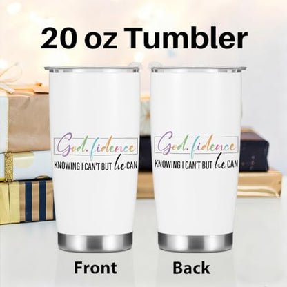 Inspirational Gifts for Women Men Mom Tumbler, Positive Bible Verse Christian Gifts Christmas Birthday Boss Day, Faith Religious Coffee Mug Stainless Steel Vacuum Insulated Double Wall Travel Cup - color: God Fidence 1226