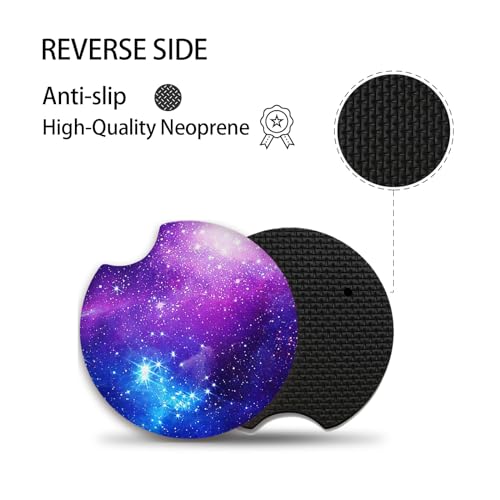 2pcs Nebula Pattern Car Cup Holder Coasters, Absorbent Drinks Coaster Mat for Cup Holders - color: Nebula