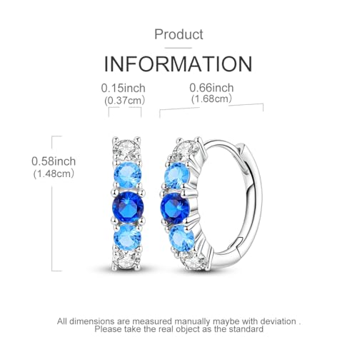 LAZA 925 Sterling Silver Earrings for Women Huggies Hoop Gold Earrings - color: Blue Earrings