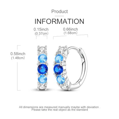 LAZA 925 Sterling Silver Earrings for Women Huggies Hoop Gold Earrings - color: Blue Earrings
