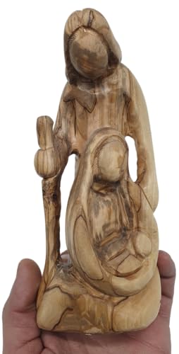 Zuluf 6.8" Olive Wood Holy Family Nativity Statue – Hand-Carved Mary, Joseph & Baby Jesus Figurine – Religious for Catholic Home or Friend’s Display – HOF016 - color: 6.8" Joseph, Mary and Baby Jesus