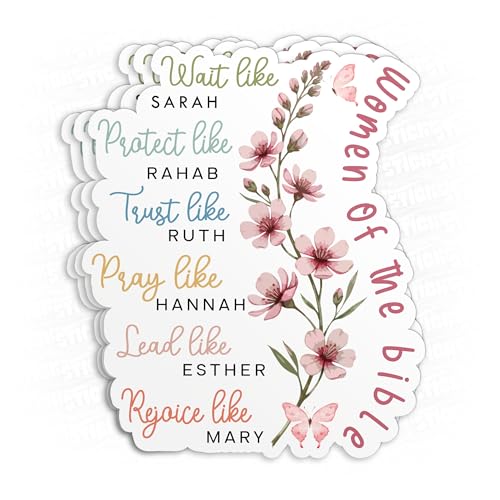 (3Pcs-3") Women of The Bible Sticker Books and Flowers Christian Faith Religious Bible Verse Waterproof Vinyl Sticker Laptop, Water Bottles, Phone Merchandise Decor Decal Gifts for Her Him 3 Inches - size: 3x3