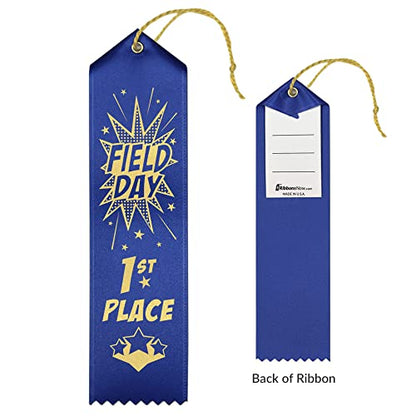 RibbonsNow School Field Day Ribbons 1st - 2nd - 3rd Place – 45 Total Ribbons - 15 Each Place with Card & String - size: 45 Total Ribbons
