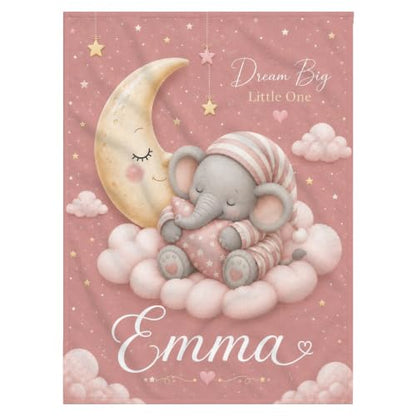 Personalized Baby Blanket With Name, Custom Baby Blankets Gift for Boy Girl - color: Blush Pink, size: Elephant