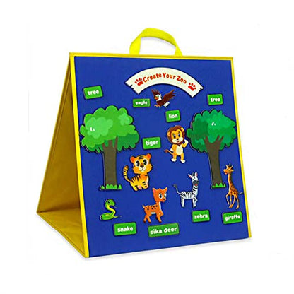 Topwon Felt Board, Folding Flannel Playboard Preschool Toddler Stories Boards, Animal Story Learning Double-Side Stand Flannel Board (Including Animal Felt) - style: Animal Felt board for classroom