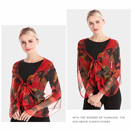 Pokeedioty Scarfs for Women Lightweight Scarves Elegant Floral Pattern Sheer Scarfs Shawls Wraps - color: Yh-112