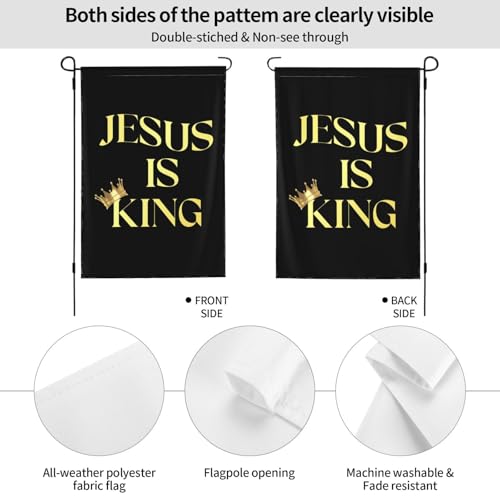 Jesus Is The King Double Sided Garden Flag 12.5x18 Inch - Farmhouse Seasonal Yard Decor, Outdoor Decorative Flag For Outside (No Flagpole) - color: Jesus Is The King