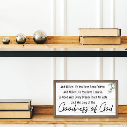 Ruvoty Goodness of God Bible Verse Wooden Box Sign Desk Wall Decor,Rustic Scripture Wood Block Plaque Sign for Christian Farmhouse Home Office Shelf Tabletop Wall Decor