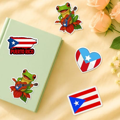 4 Pcs Puerto Rico Stickers - Waterproof Vinyl Puerto Rican Flag Decals - color: Puerto Rico Sticker
