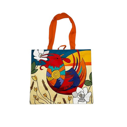 Earthwise Reusable Shopping Bags Extremely Durable Multi Use Large Stylish Fun Foldable Water-Resistant Totes Design - Rooster(Pack of 5)