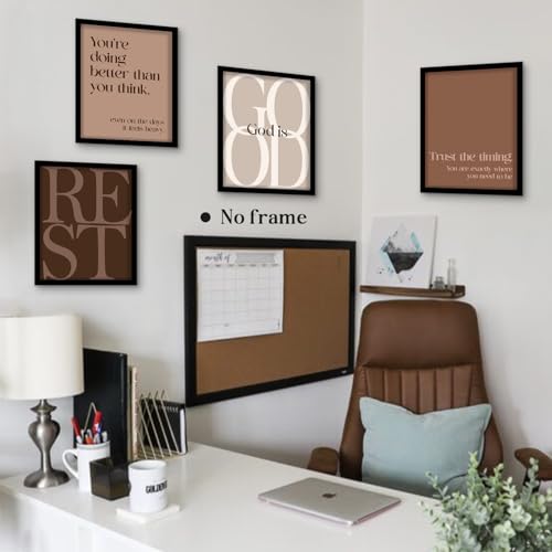 WEFKODO Bible Verse Christian Wall Art God Is Good Posters Prints Brown - color: god good