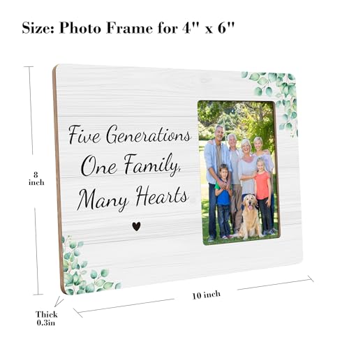 Five Generations Family Picture Frame, One Family Many Hearts, Fits 4x6 Photo - color: Gray